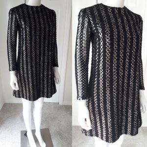 Vintage 1970s Studio 54 Sequin Crochet Mini Dress